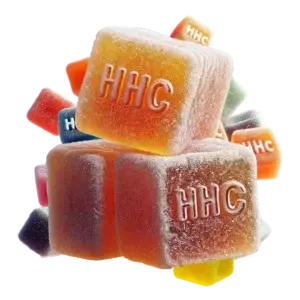 Sugar-coated HHC gummies, assorted colours