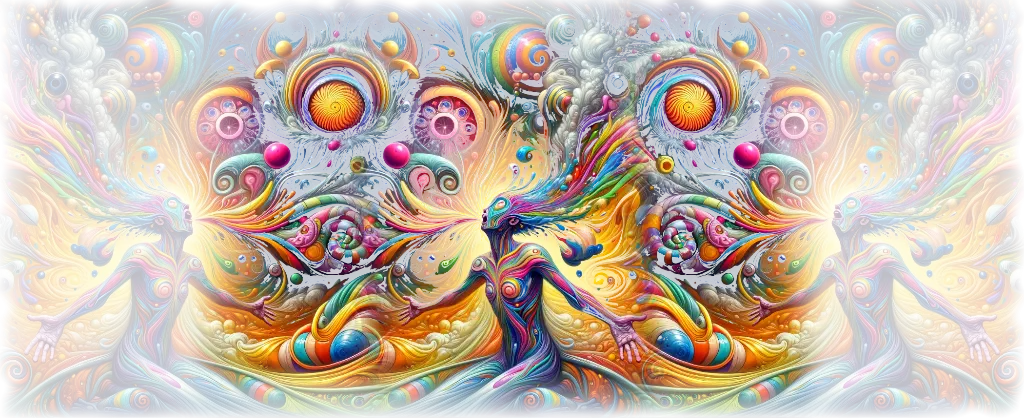 Arte fractal psicadélica vibrante com redemoinhos e cores.